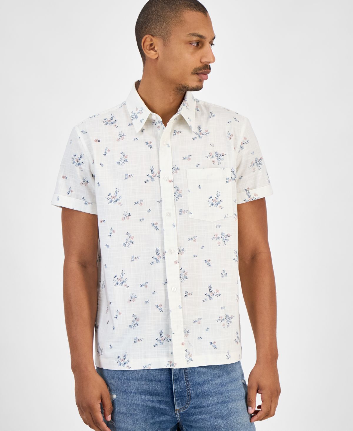 Мужская рубашка с коротким рукавом с цветочным принтом, эксклюзивная модель Macy's