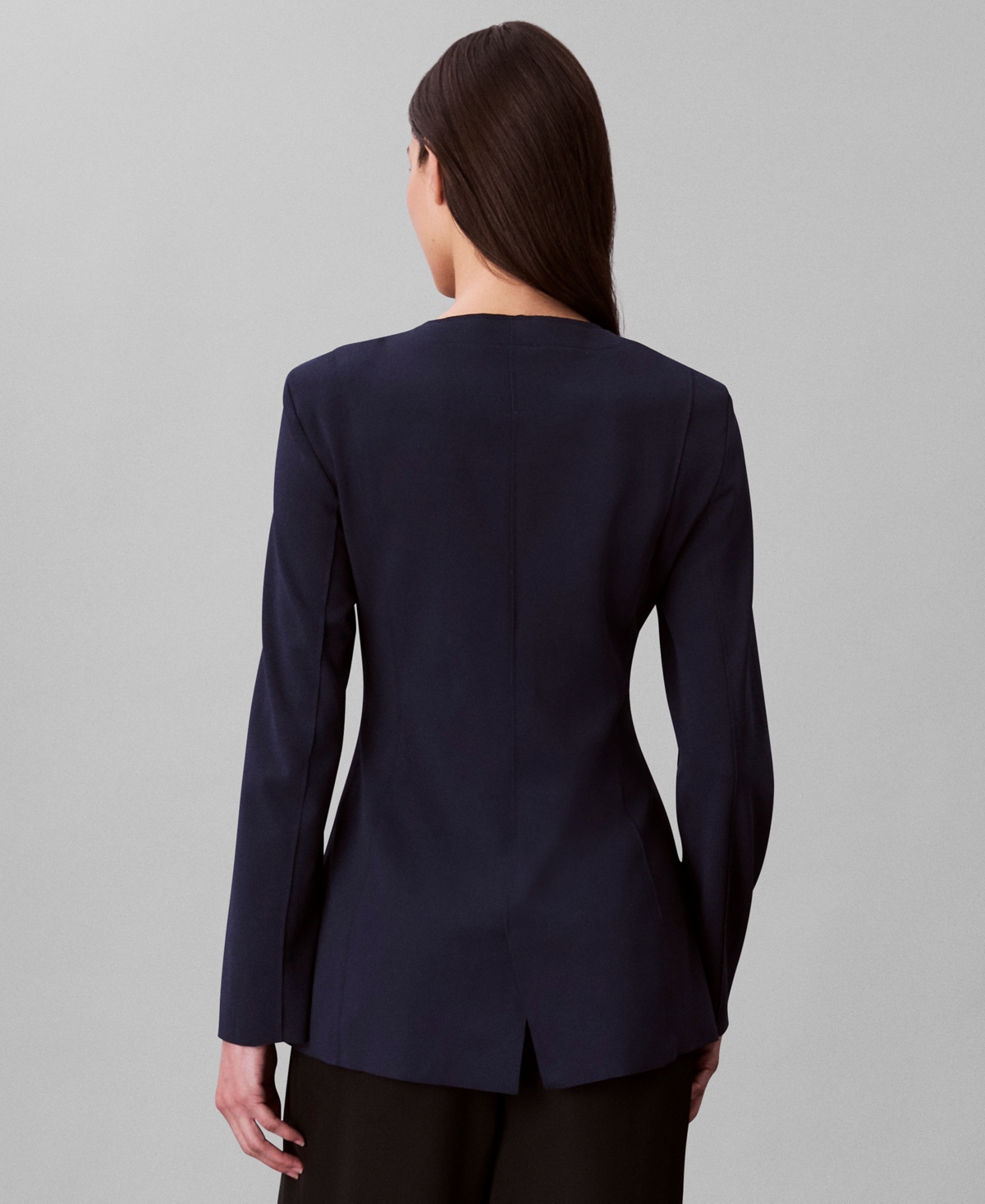 Calvin Klein Women's Stretch Crepe Zip Front Jacket In Blue