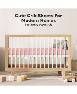 2pk Soothe Fitted Crib Sheets Neutral, Baby Crib Sheets, Fits Standard Nursery Baby Mattress