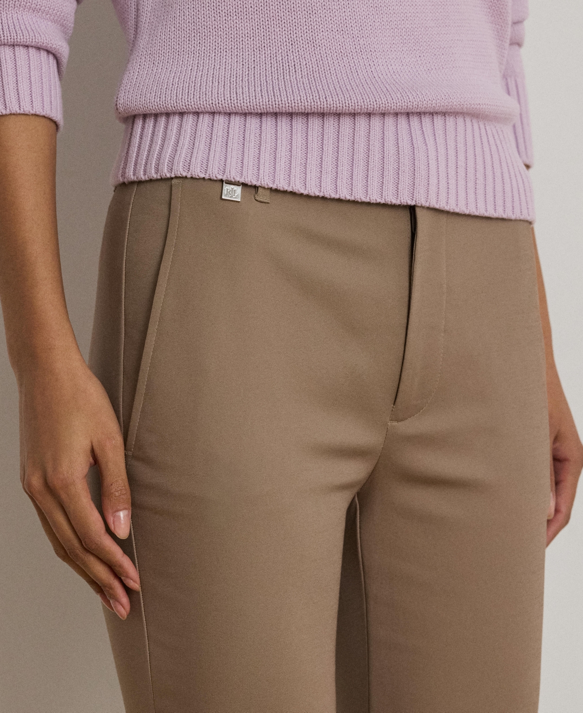 Ralph Lauren Double-faced Stretch Cotton Pant In Brown