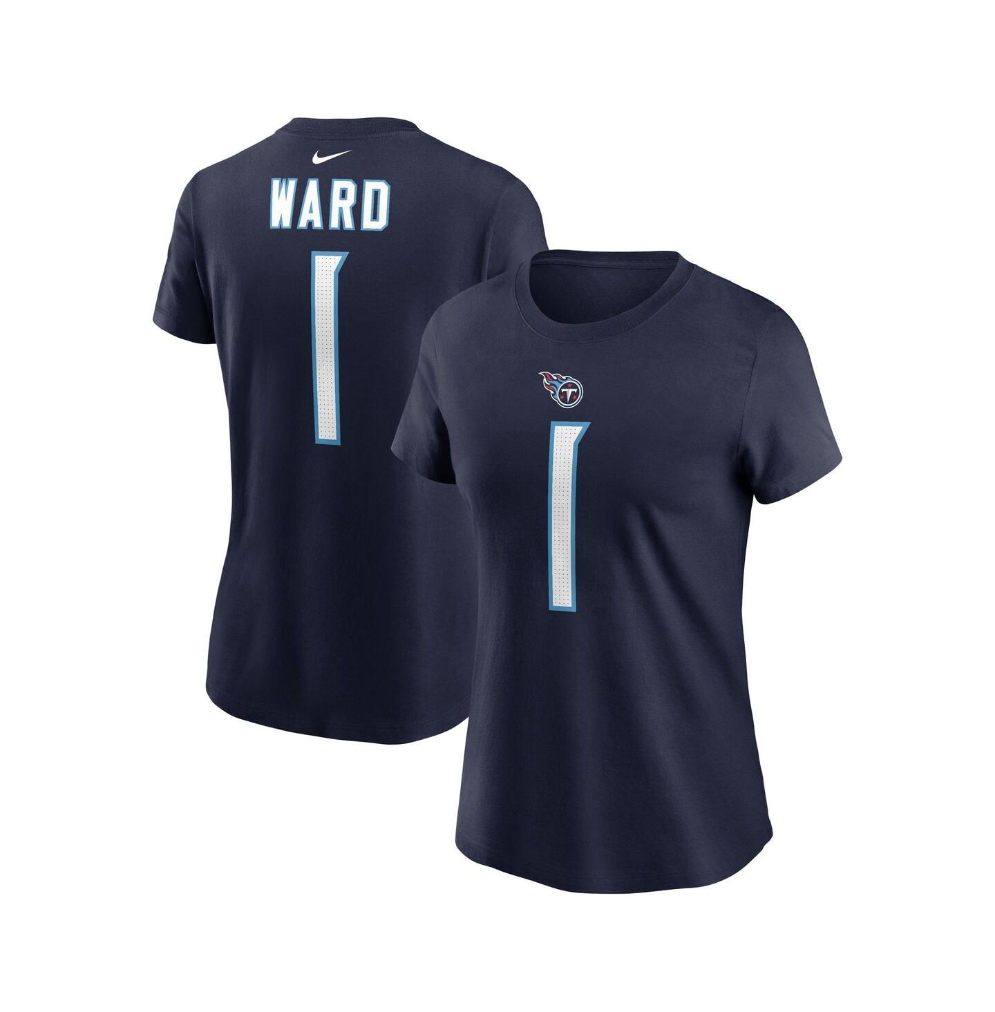 Женская футболка Nike Cam Ward Navy Tennessee Titans 2025 NFL Draft First Round Pick Name & Number — фото 1
