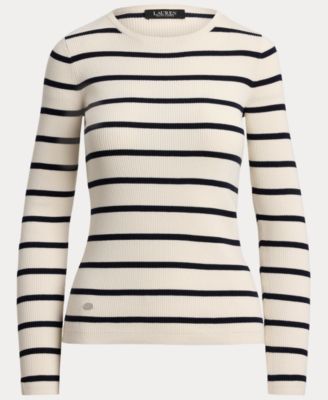 Women's Striped Rib-Knit Crewneck Sweater