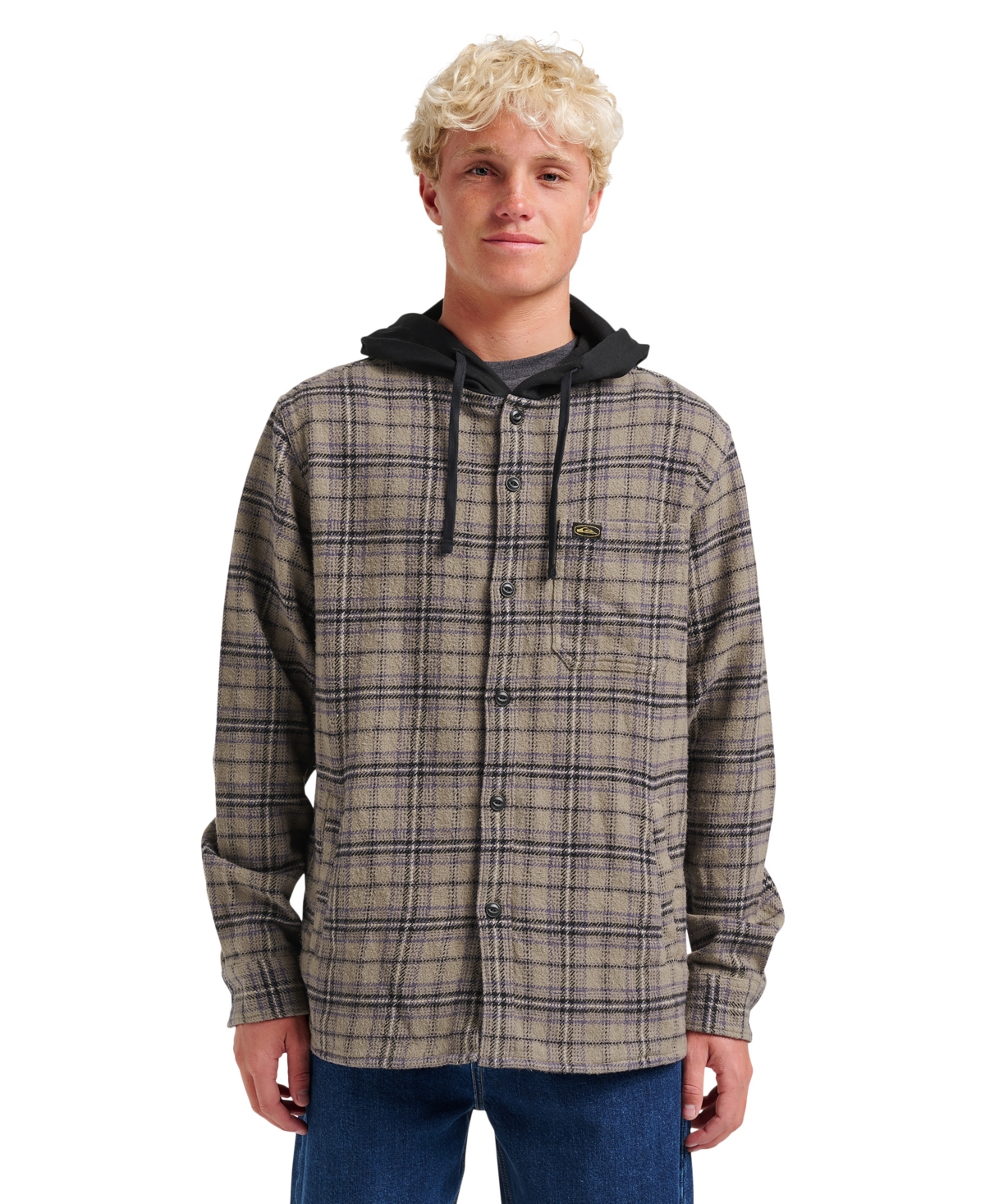 Men's Sandbar Hooded Flannel Shirt - Silver birch