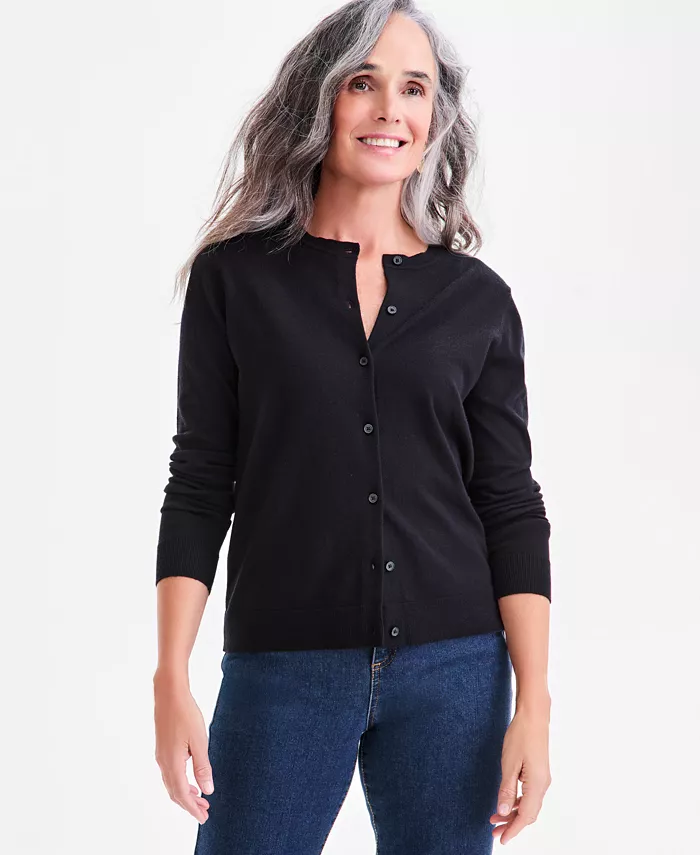 Women's Crewneck Button-Down Cardigan Sweater - thumbnail 4