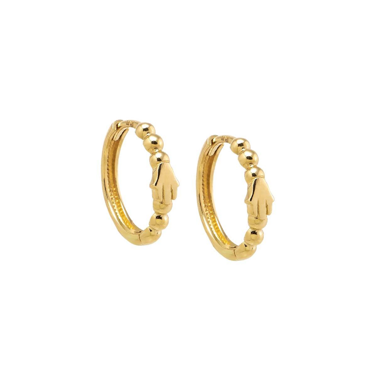 Solid Beaded Hamsa Huggie Earring 14K - 14k gold