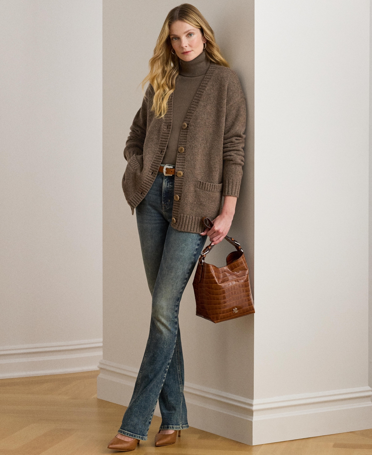 Ralph Lauren Wool-blend V-neck Cardigan In Brown