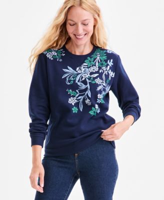 Style & Co - Women's Fleece Floral Fleece Sweatshirt