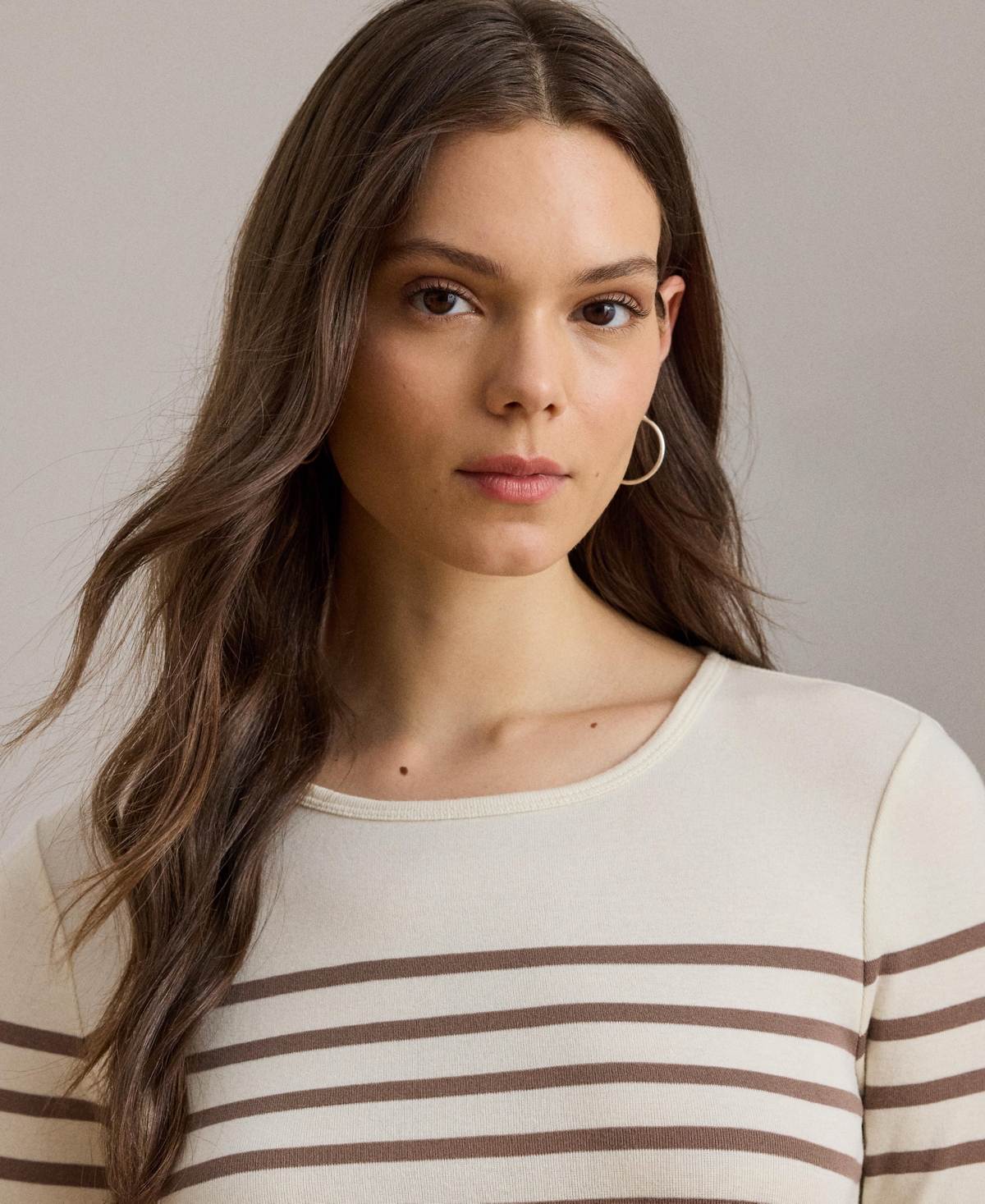 Lauren Ralph Women's Striped Cotton Long-Sleeve Tee