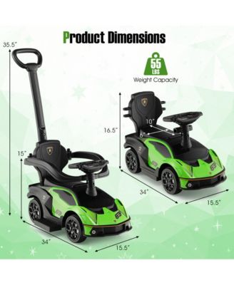 3-in-1 Licensed Lamborghini Ride on Push Car with Handle Guardrail