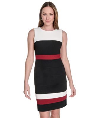 Tommy Hilfiger - Women's Scuba Crepe Colorblocked Sheath Dress