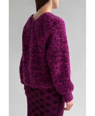 Women's V-Neck Tonal Boucle Sweater