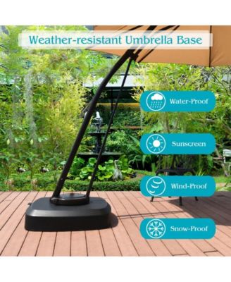 Patio Cantilever Offset Umbrella Base with Wheels for Garden Poolside Deck