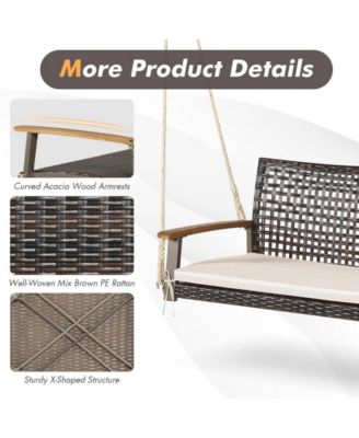 2-Person Rattan Hanging Porch Swing Chair