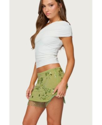 Women's Fold Over Ruched One Shoulder Top