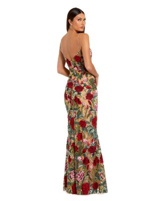 Women's Floral Embroidered Off The Shoulder Gown