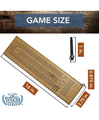 Classic Cribbage Set - Solid Wood Continuous 3 Track Board with Metal Pegs