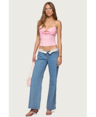 Women's Layered Bra Cowl Neck Top