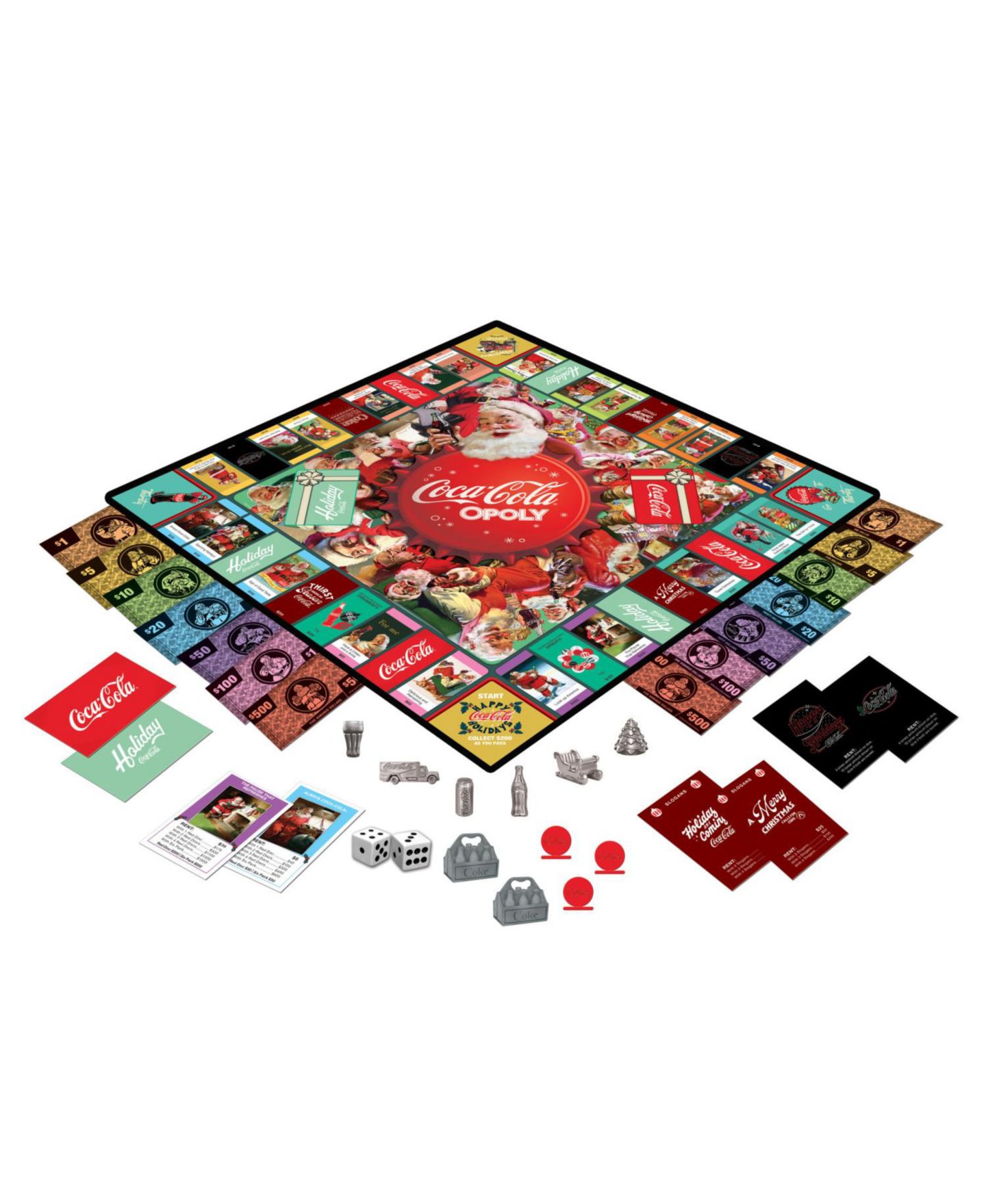 Детская настольная игра MasterPieces Puzzles Coca-Cola Holiday Opoly Board Game, от 8 лет — фото 3
