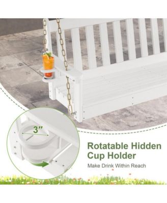 54 Inch HDPE Patio Porch Swing with Cup Holder