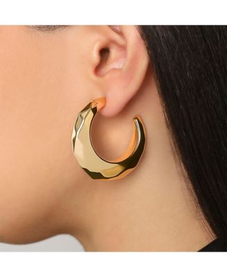 Textured Croissant Hoop Earrings