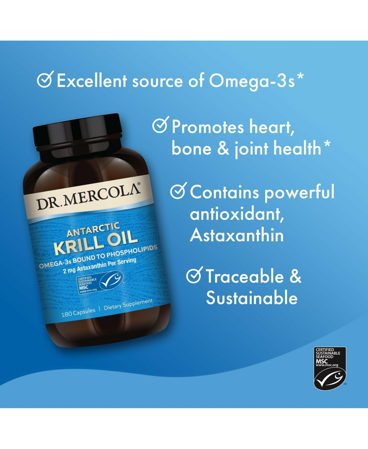 Dr. Mercola Antarctic Krill Oil, 90 Servings, Supports Organ, Bone and Joint Health