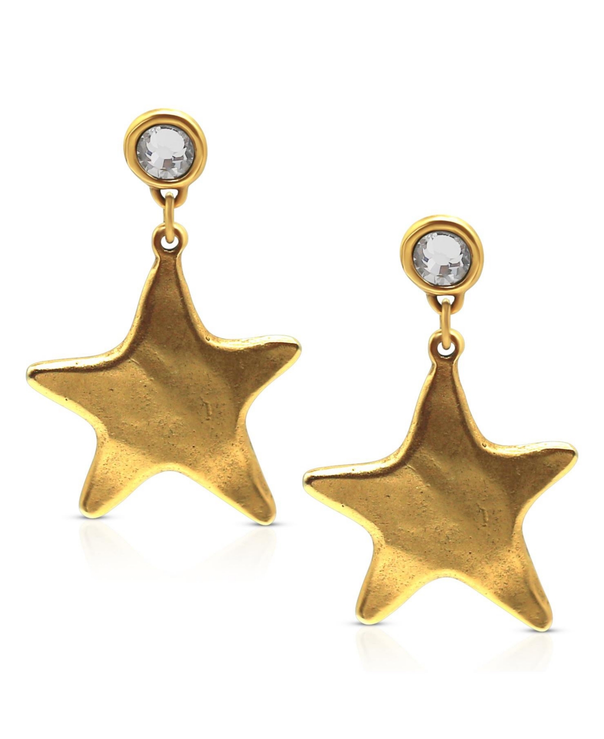 12k Gold Plated Texture Star Earrings - Gold