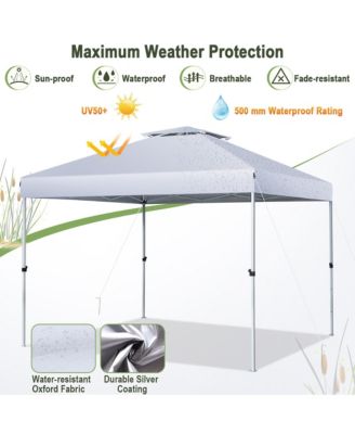 2-Tier 10' x 10' Pop-up Canopy Tent Instant Gazebo Adjustable Carry Bag w/ Wheel