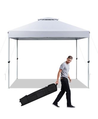 2-Tier 10' x 10' Pop-up Canopy Tent Instant Gazebo Adjustable Carry Bag w/ Wheel