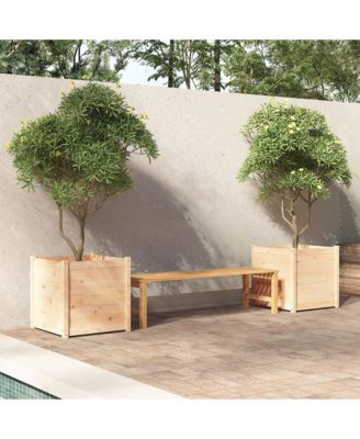 Garden Planters 2 pcs 23.6"x23.6"x23.6" Solid Wood Pine