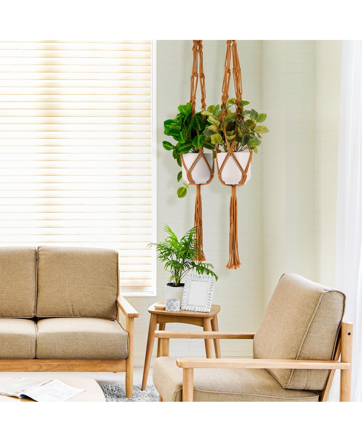 Sorbus Macrame Plant Hanger - for Indoor & Outdoor Hanging - Cotton Rope, for Home, Patio, Garden