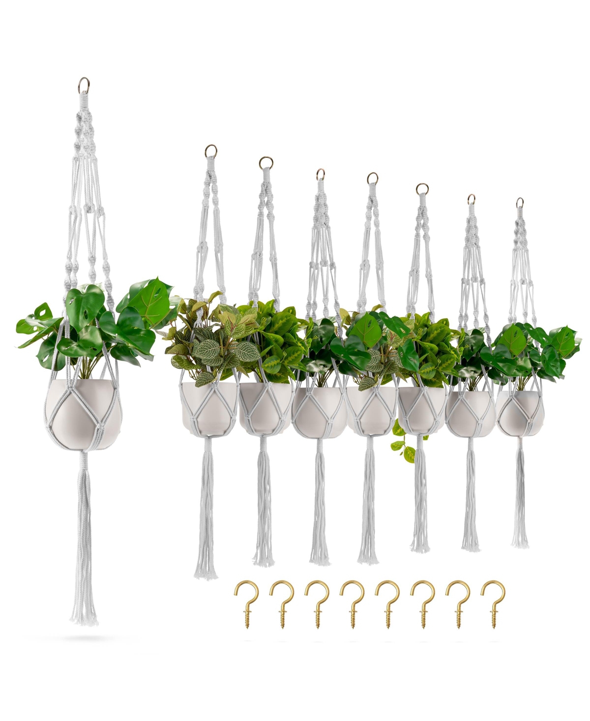 Macrame Plant Hanger - for Indoor & Outdoor Hanging - Cotton Rope, for Home, Patio, Garden - Black