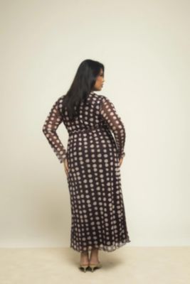Women's Polka Dot Wrap Midaxi Dress