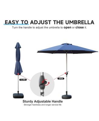 Outdoor 9FT Patio Table Waterproof Umbrella with Push Button Tilt and Crank with 8 Sturdy Ribs