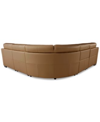 Julius II 5-Pc. Leather Chaise Sectional with 2 Power Recliners, Macy's Exclusive