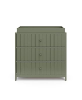 Teddi 3 Drawer Chest with Changing Table Topper (Olive)