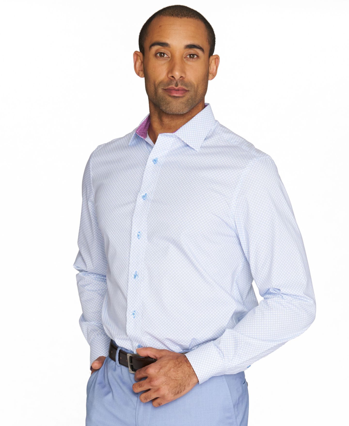 Мужская рубашка Nick Graham Four-Leaf Clover Dress Shirt, цвет: Синий — фото 3
