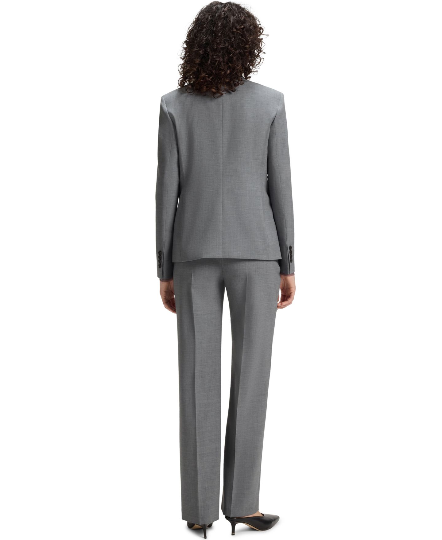 Женский пиджак Hugo Boss BOSS by Mélange Virgin Wool Double-Breasted Blazer, цвет: Тёмный серый — фото 9