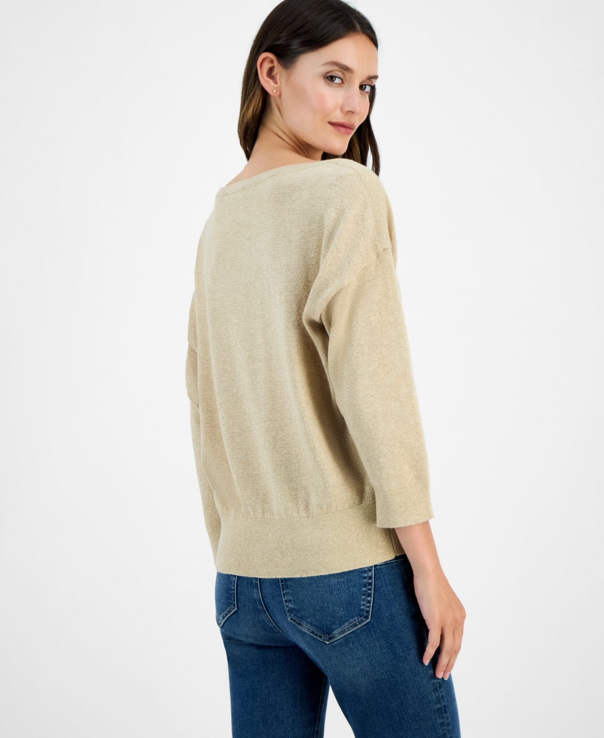 Nautica Jeans Women's Boat-neck Dolman Shimmer Sweater In Neutral