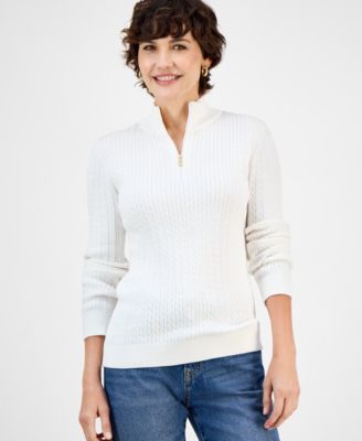 Women's Cotton Mock-Neck Sweater, Online Only