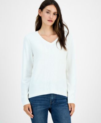 Nautica Jeans - Women's Cotton V-Neck Textured Sweater