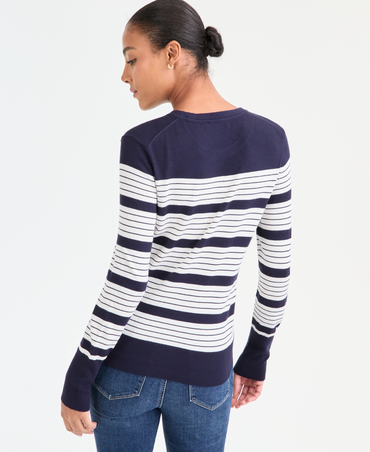 Nautica Jeans Women's Mixed Stripe Crewneck Sweater In Multi