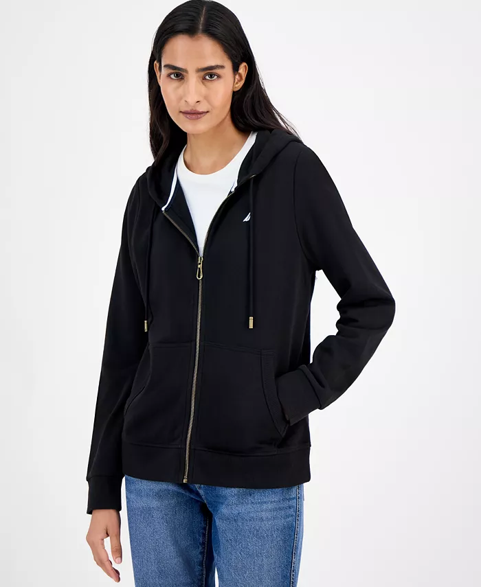Women's Solid Zip-Front Hoodie, Online Only