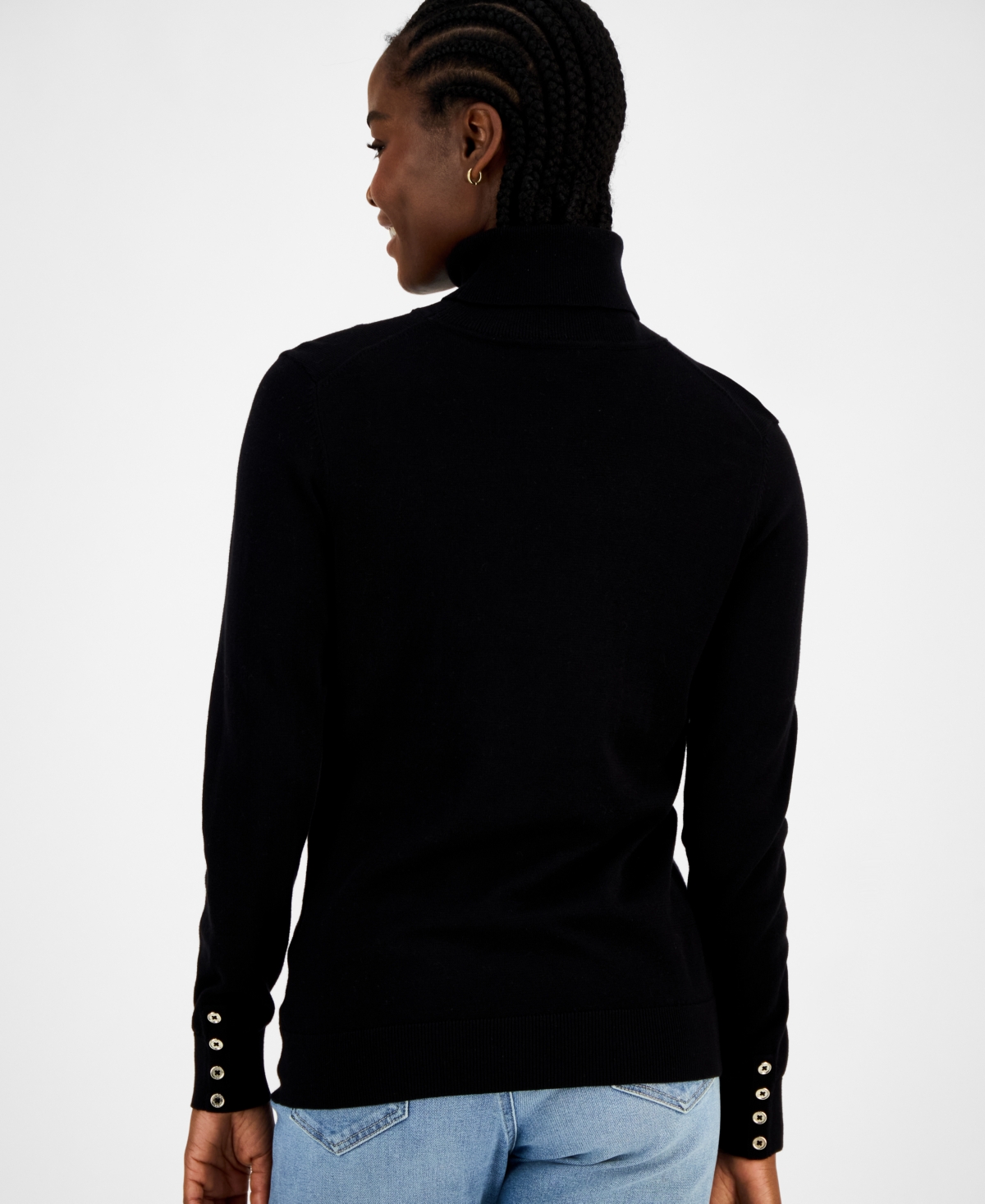 Tommy Hilfiger Women's Cotton Crest Turtleneck Sweater In Black