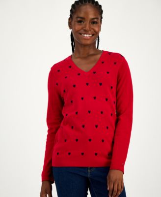 Tommy Hilfiger - Women's Cotton Heart V-Neck Sweater