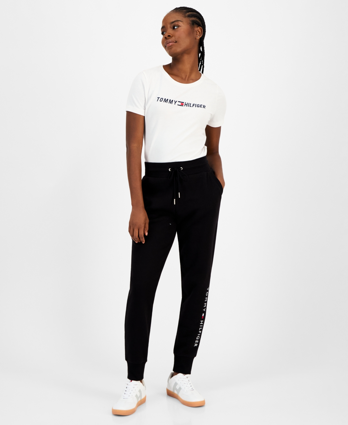 Tommy Hilfiger Women's Solid Logo Joggers In Black