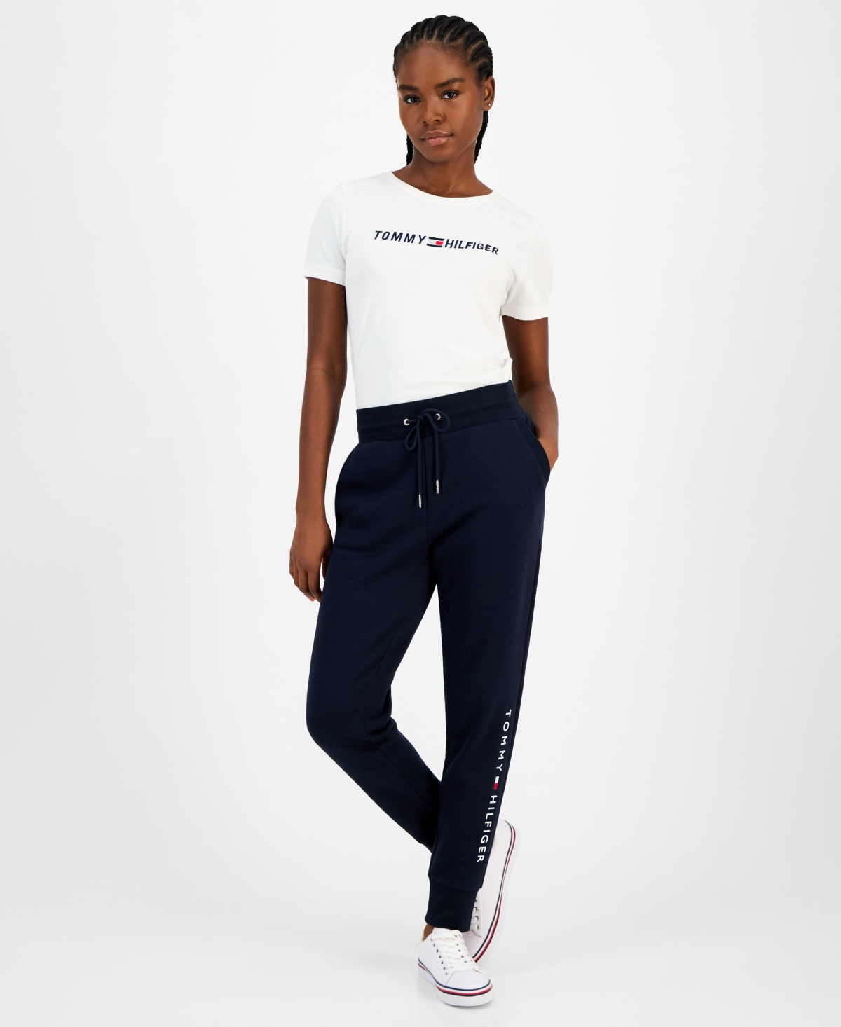 Tommy Hilfiger Women's Solid Logo Joggers In Blue