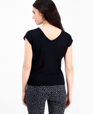 Petite Double-V-Neck Cap-Sleeve Sweater, Macy's Exclusive