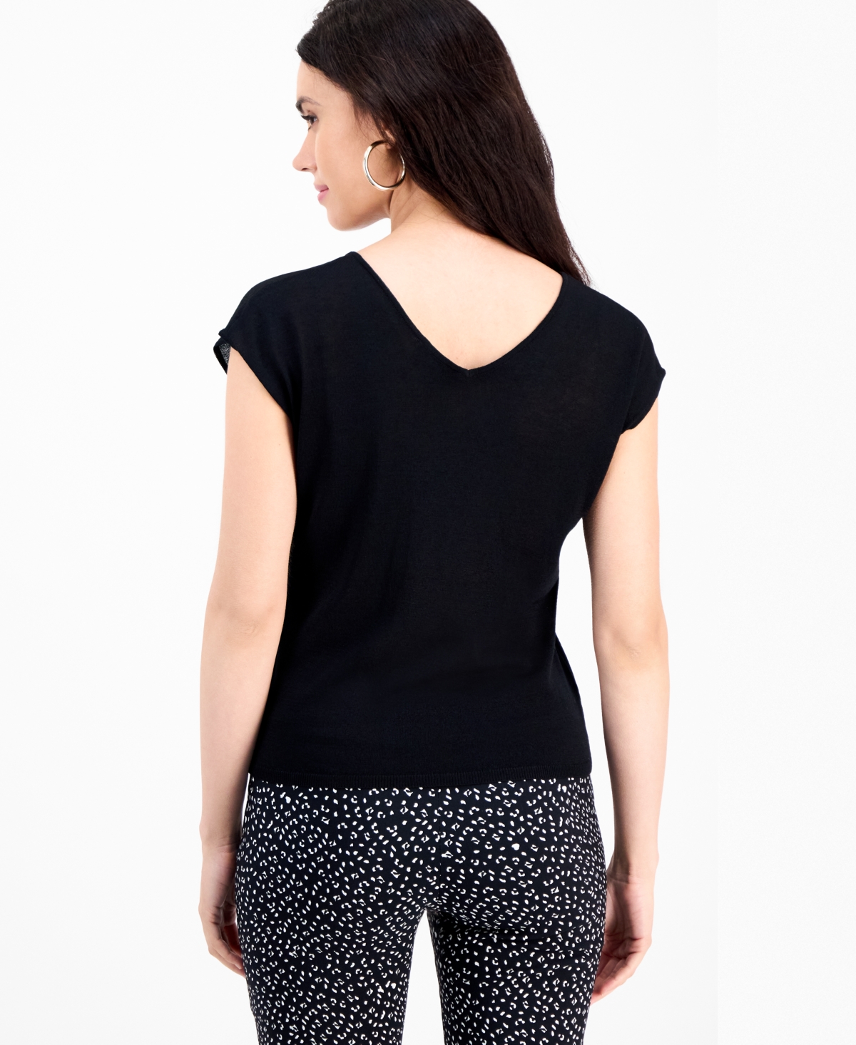 I.n.c. International Concepts Petite Double-v-Neck Cap-Sleeve Top, Macy's Exclusive