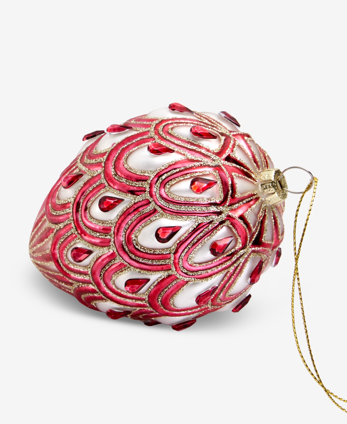 Holiday Lane Berry Tones Red And Gold Pinecone Ornament, Macy's Exclusive In Transparent