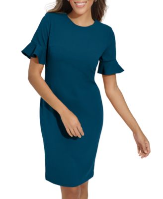 Calvin Klein - Women's Scuba Crepe Short-Sleeve Sheath Dress